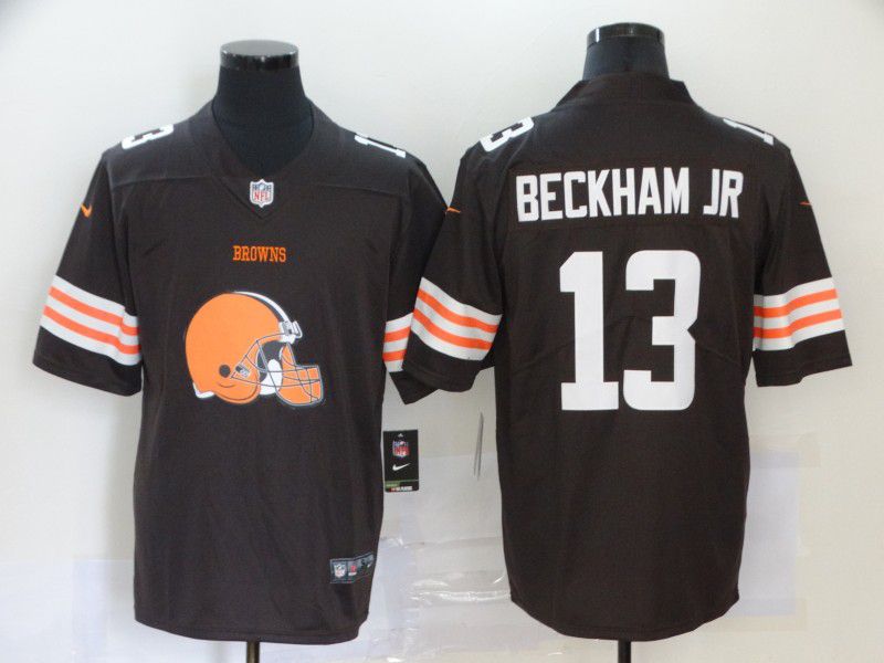 Men Cleveland Browns #13 Beckham jr Brown Nike Team logo fashion NFL Jersey